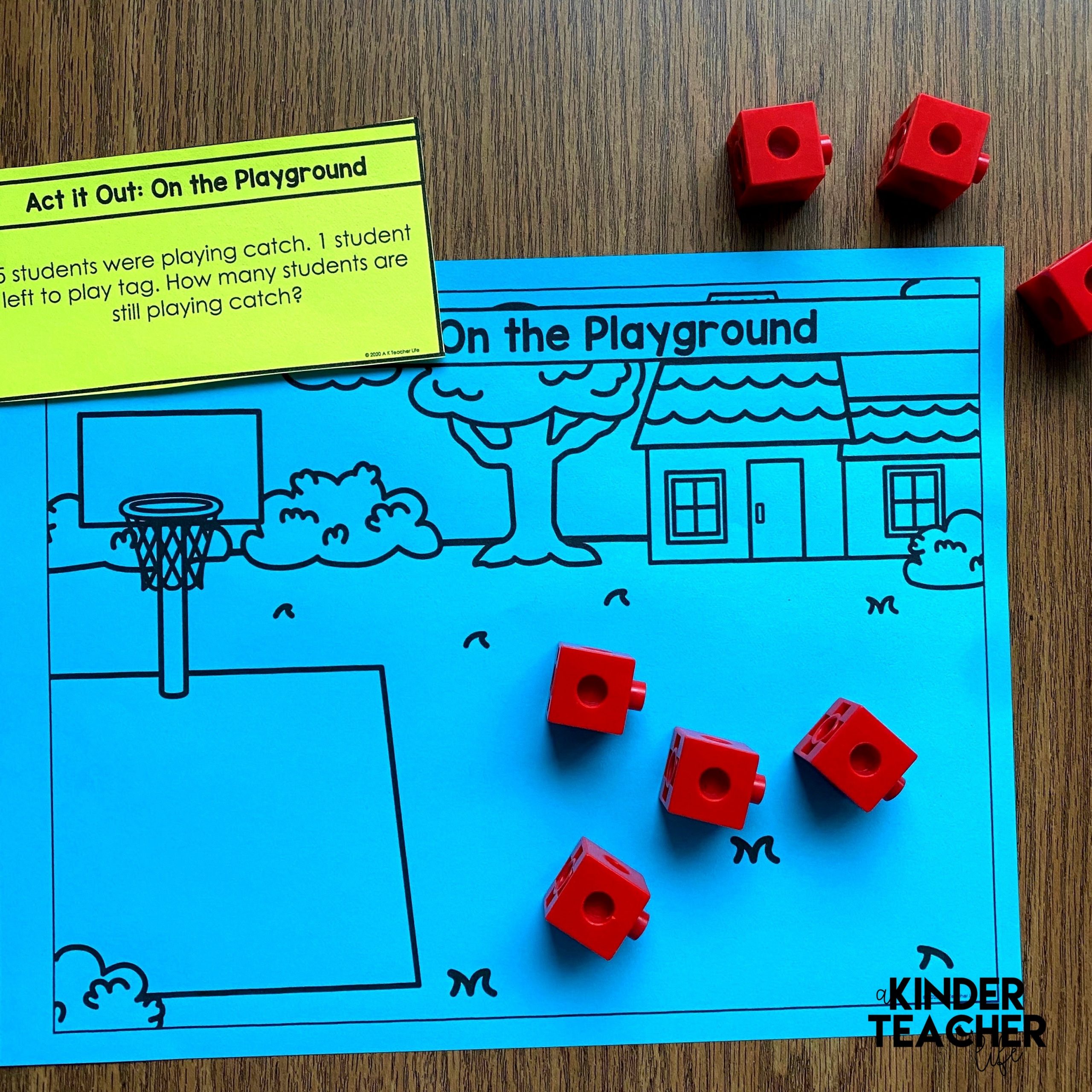 Subtraction Math Center Activity: Subtraction math story - students act out the word problem. 