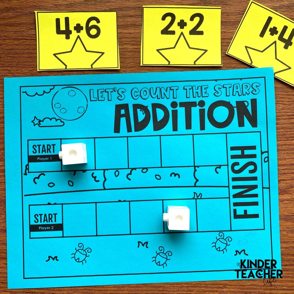 Kindergarten addition math center - addition game 