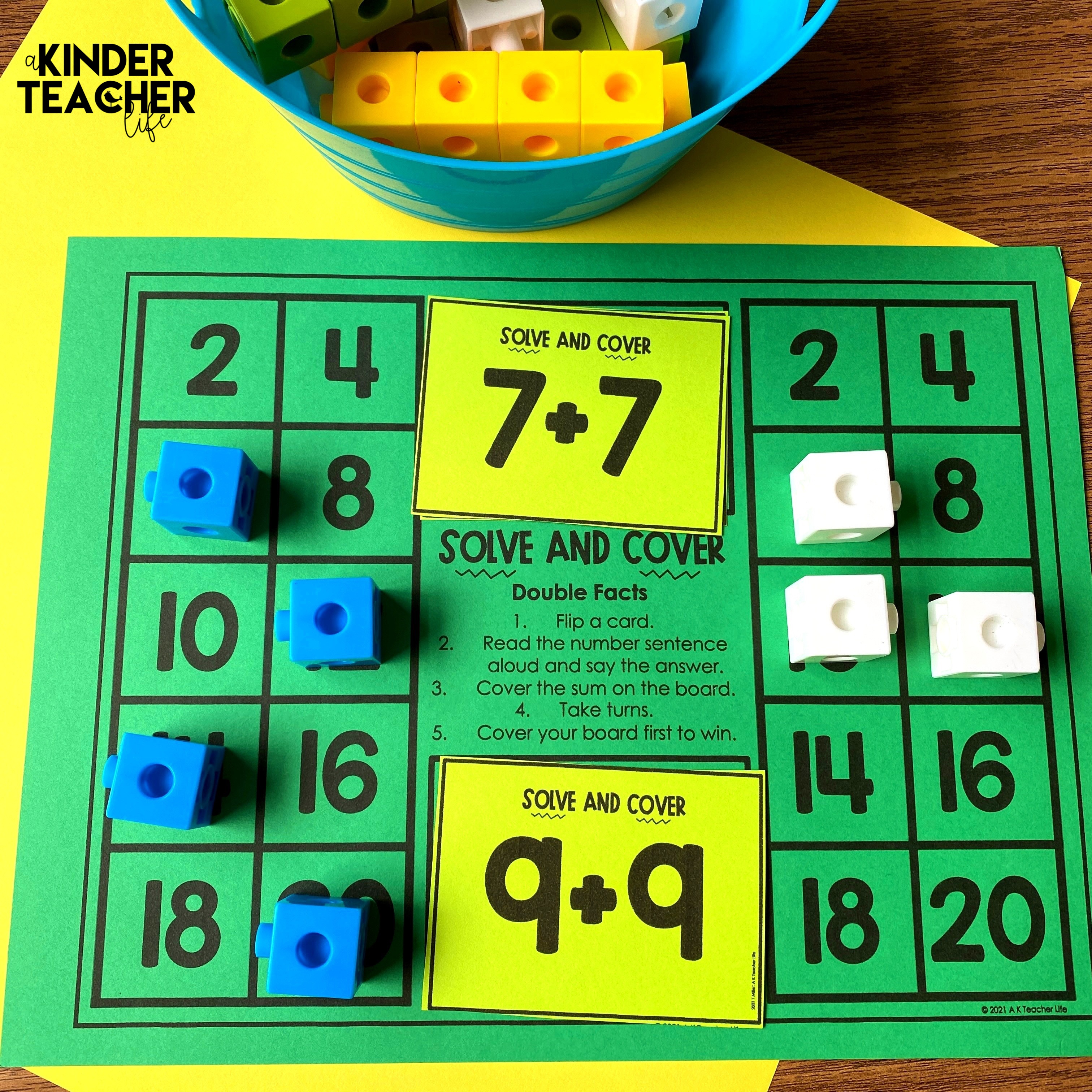 Doubles facts - Addition math center activities and worksheets