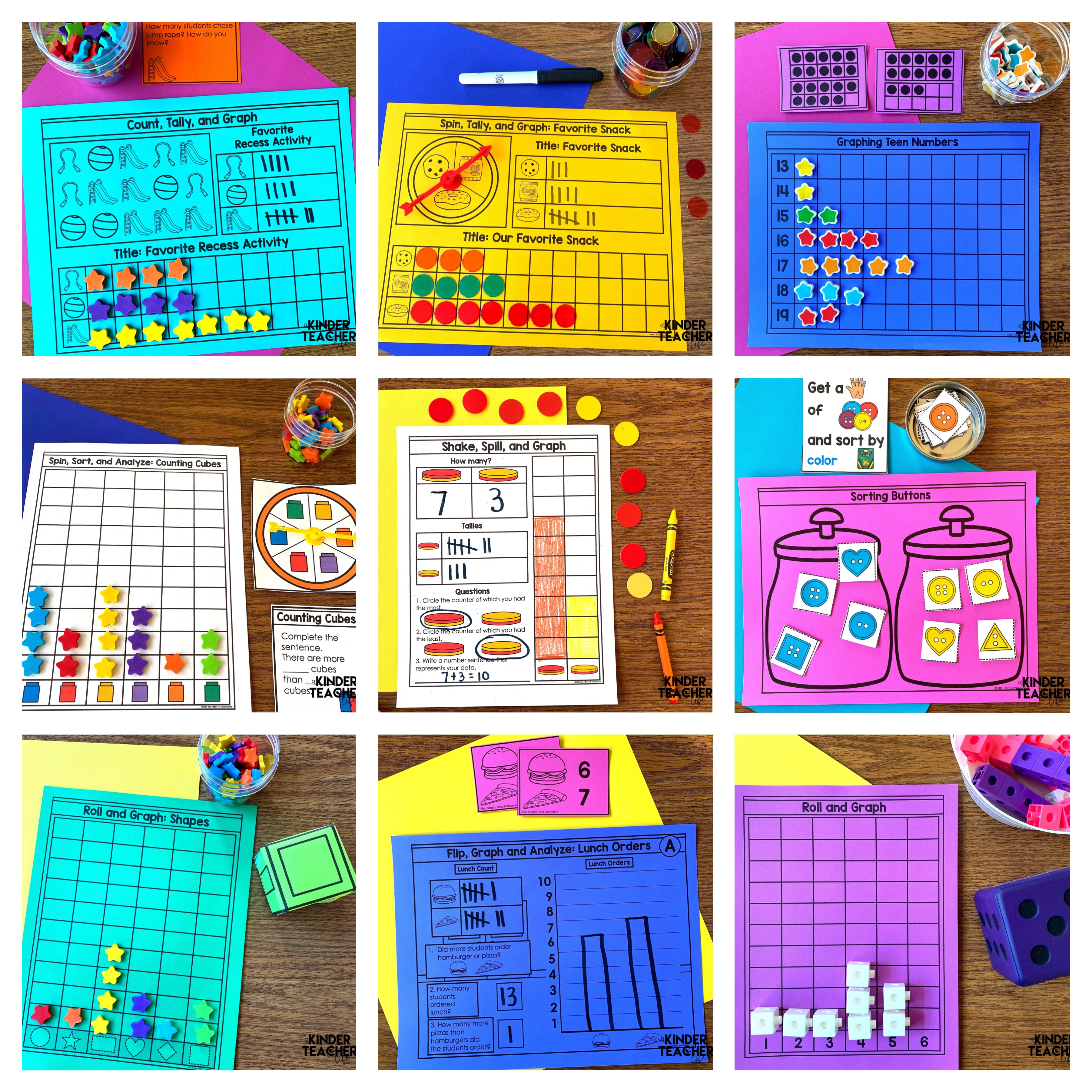 Hands-on graphing and data activities for kindergarten and first grade. 