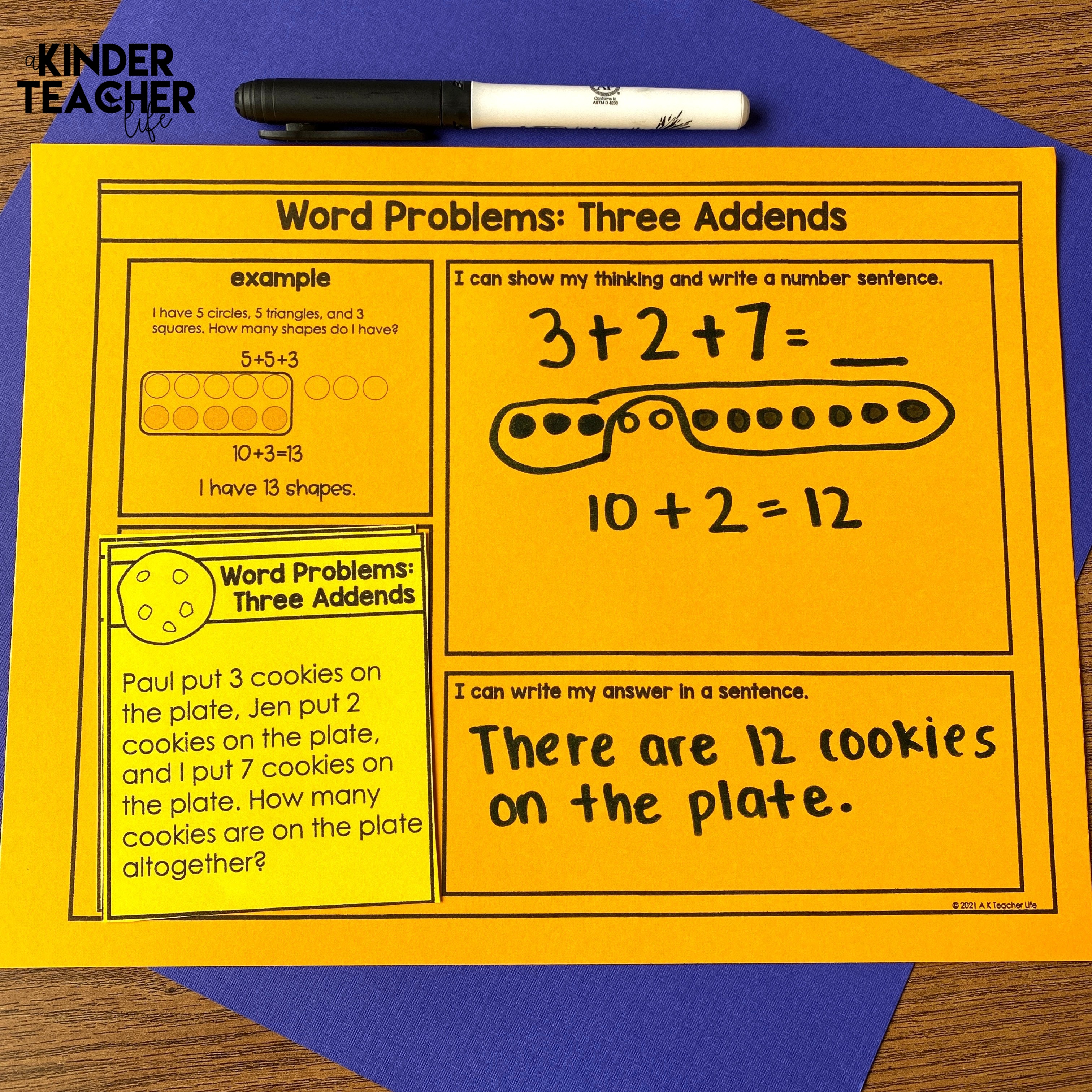 Word problems - Addition math center activities and worksheets