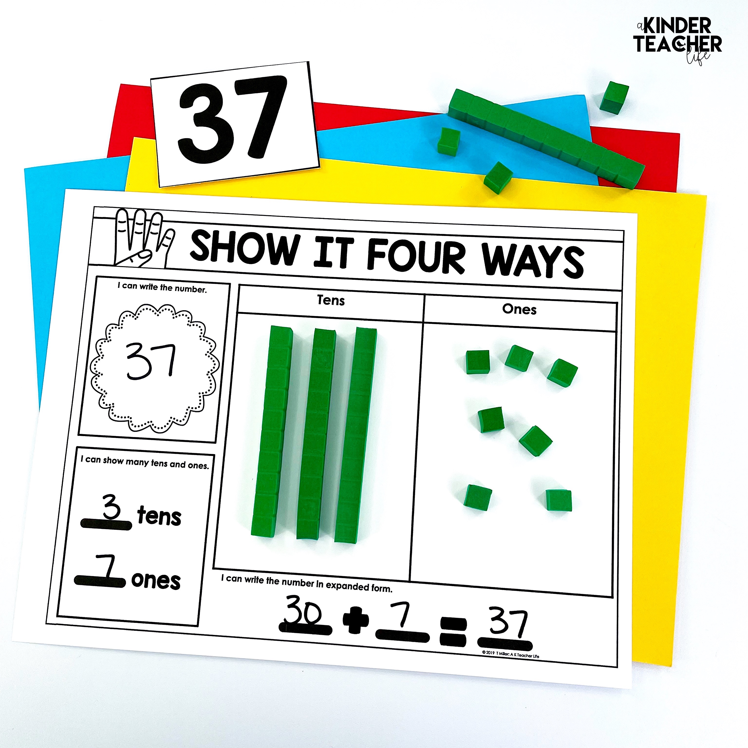 Teacher Made Math Center Learning Resource Game Place Value 2 digits Tens & Ones 