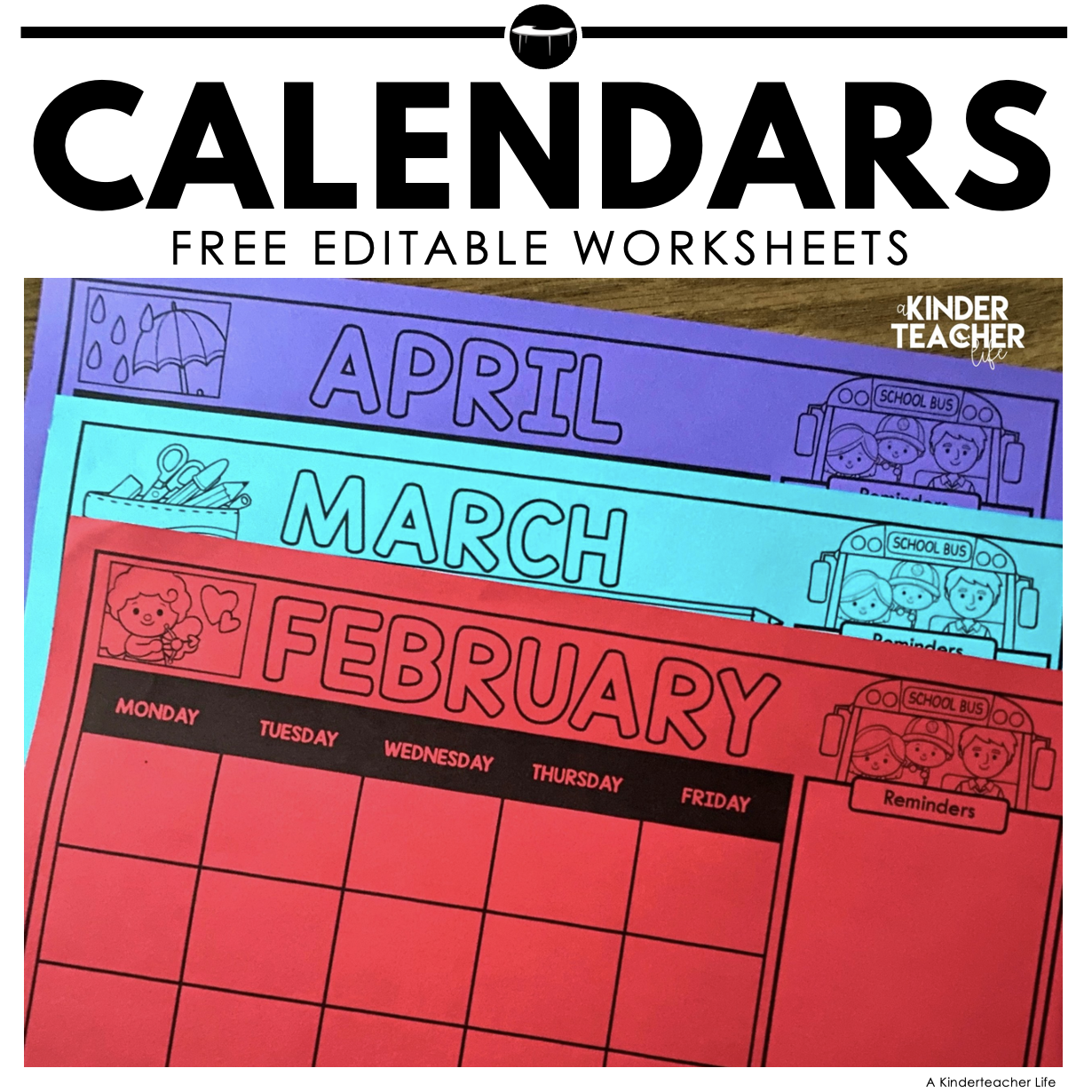 Free Editable Monthly Class Calendars