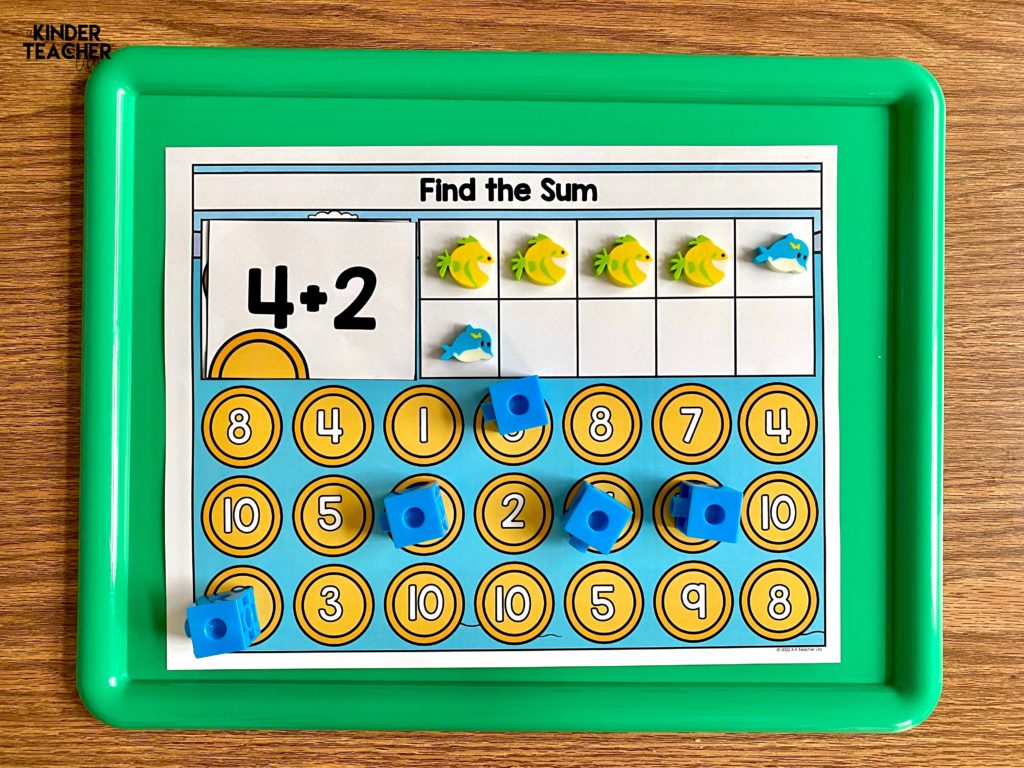 Addition math center kindergarten 