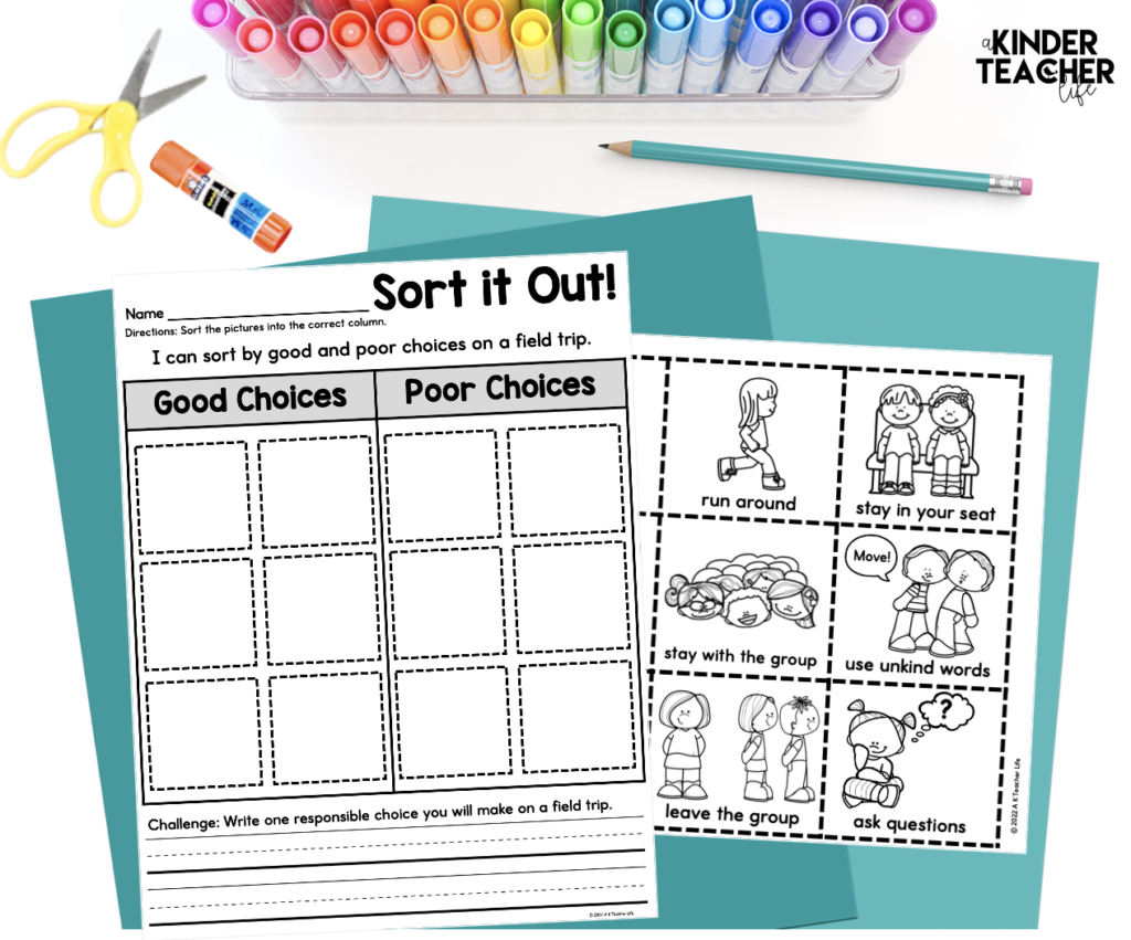 Field Trip Behaviors - No prep sorting worksheets 