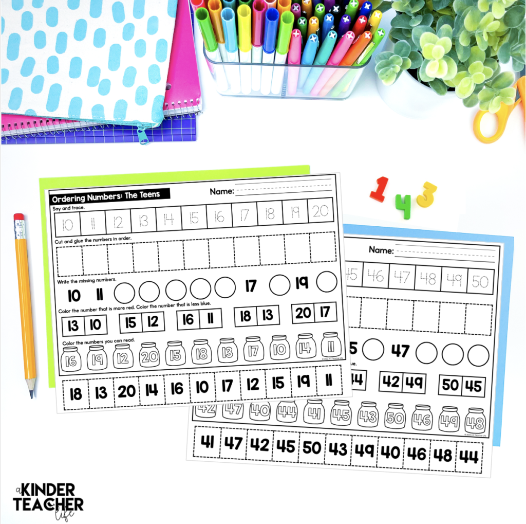 Cut and glue counting worksheets