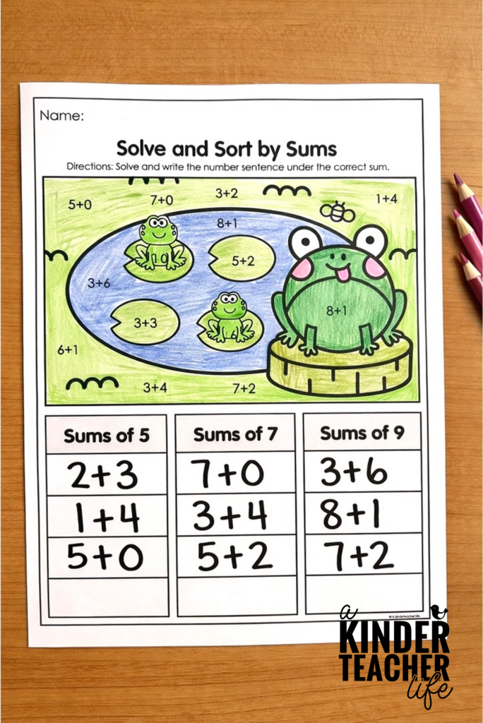 February No Prep Packet - Kindergarten math worksheets for addition