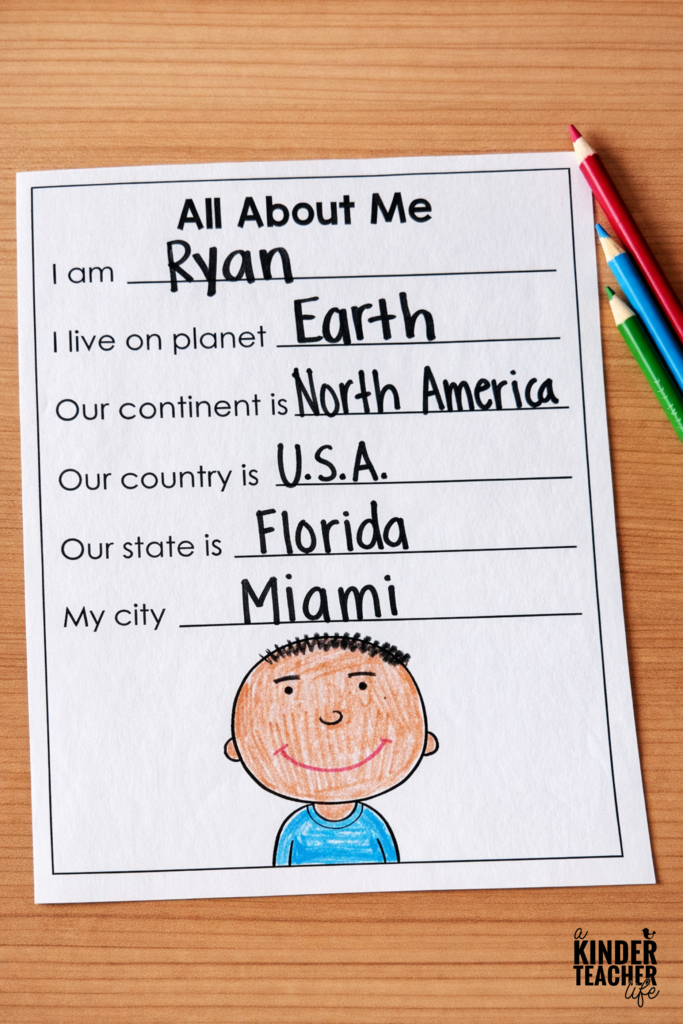 Geography Unit - Landforms and Bodies of Water social studies unit for first and second grade - Me on a Map 