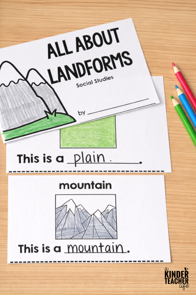 Geography Unit - Landforms and Bodies of Water social studies unit for first and second grade - Different types of landforms